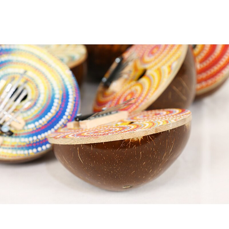 7 Key Kalimba African Coconut Solid Painted Thumb Finger Piano Sanza 7 keys Solid Wood Kalimba Mbira Thumb Kalimba For Kids KB21