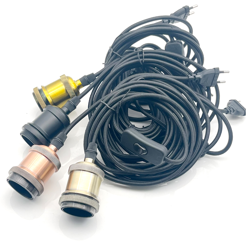 Support de lampe suspendue en métal E27, 3.5M, avec câble et prise, avec prise ue, câble de lampe Vintage
