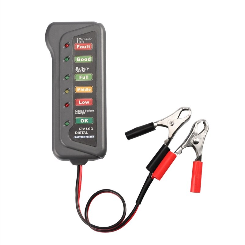 Battery Tester Digital Capacity Tester Checker For 12V Battery Power Supply Tester Measuring Instrument With 6 LED Light Display
