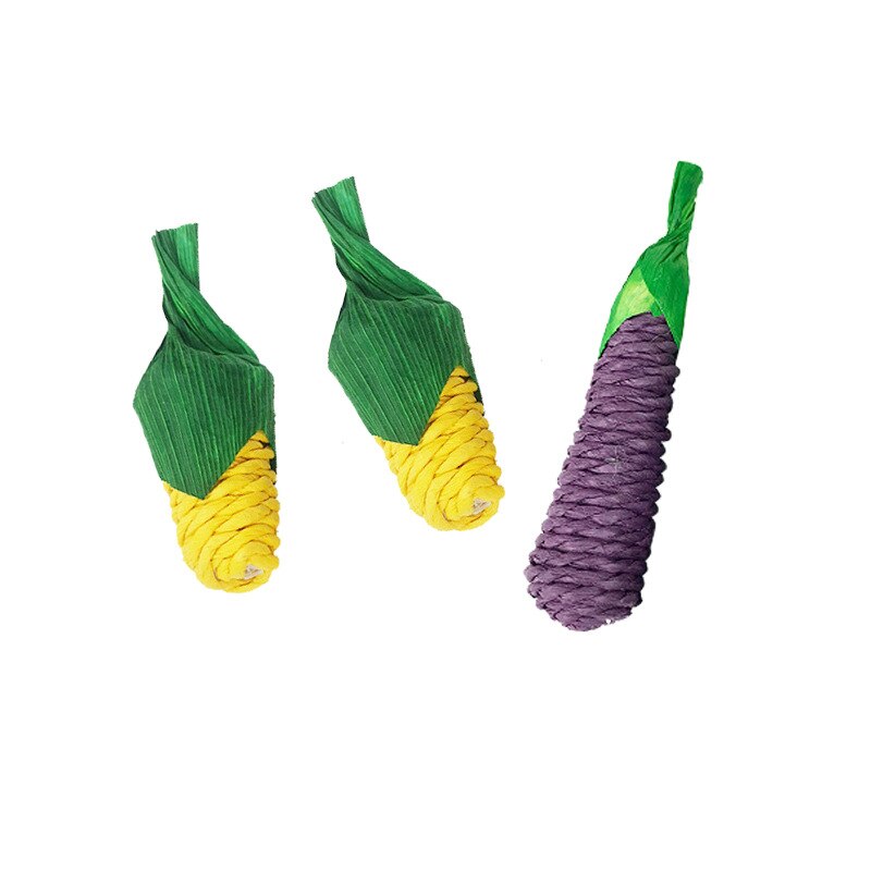 Juguete para morder para hámster, conejo, zanahoria, maíz, rábano, juguetes molares tejidos, limpieza de dientes de conejillo de indias, suministros para mascotas pequeñas