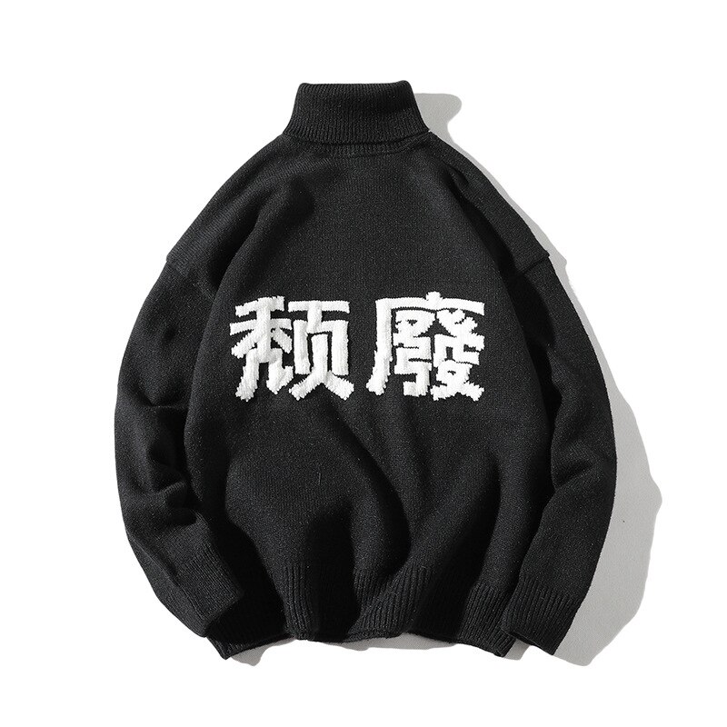 Icpans høyhalset genser herre genser bomull ull japansk stil genser pullovere mannlig hofte hopp streetwear høst vinter
