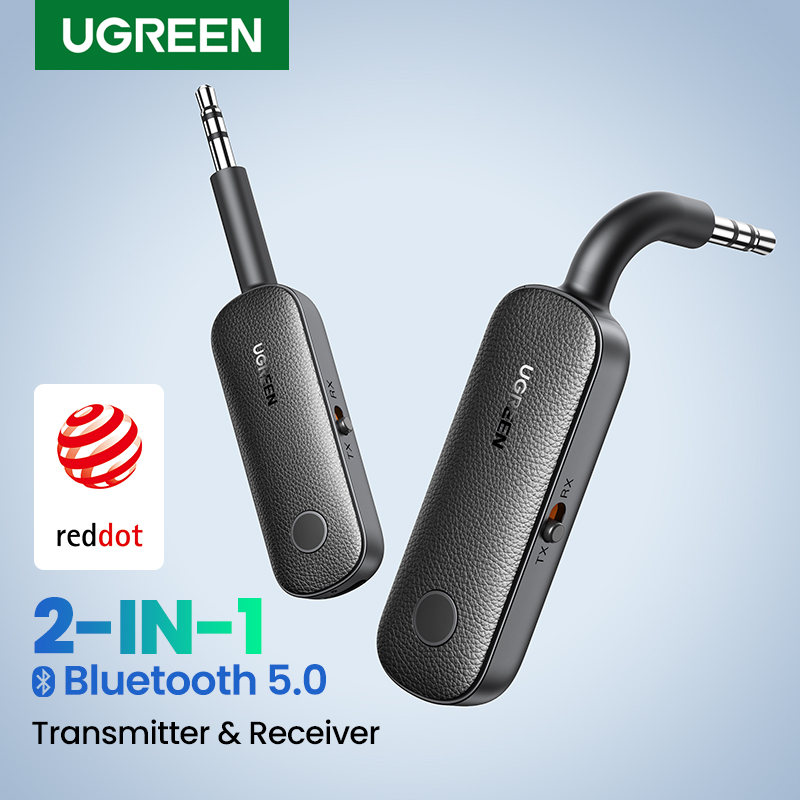 UGREEN 2-in-1 Adapter Bluetooth nadajnik-odbiornik Bluetooth AUX 5.0 bezprzewodowy 3.5mm Adapter Stereo do słuchawek telewizor z dostępem do kanałów samochodowy sprzęt Audio