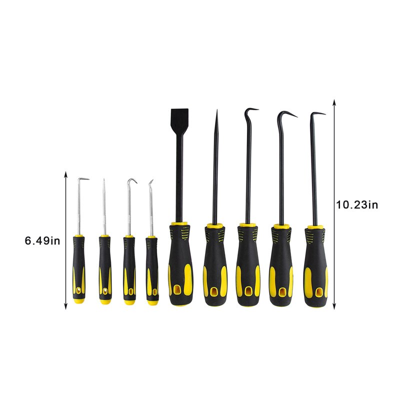 9Pcs Hook Pick Set Car Repair Oil Seal O-Ring Remover Hand Tool Air Cylinder Cleaning Set Tools Oil Seal Screw Drive Puller: A-9pcs
