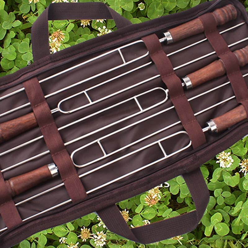 5pcs Stainless Steel Grill Fork Roasting Forks With Bag Camping Dog Skewers BBQ Forks Barbecue Tool Outdoor BBQ Tool
