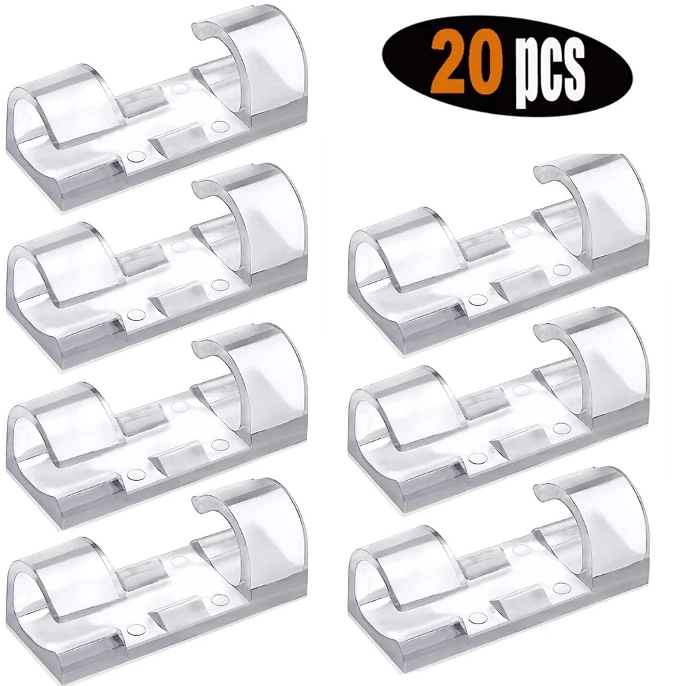 40 STKS Kabelorganizer Clips Kabelbeheer Draadmanager Snoerhouder USB Opladen Datalijn Spoelopwinder Wandgemonteerde haak: Transparant