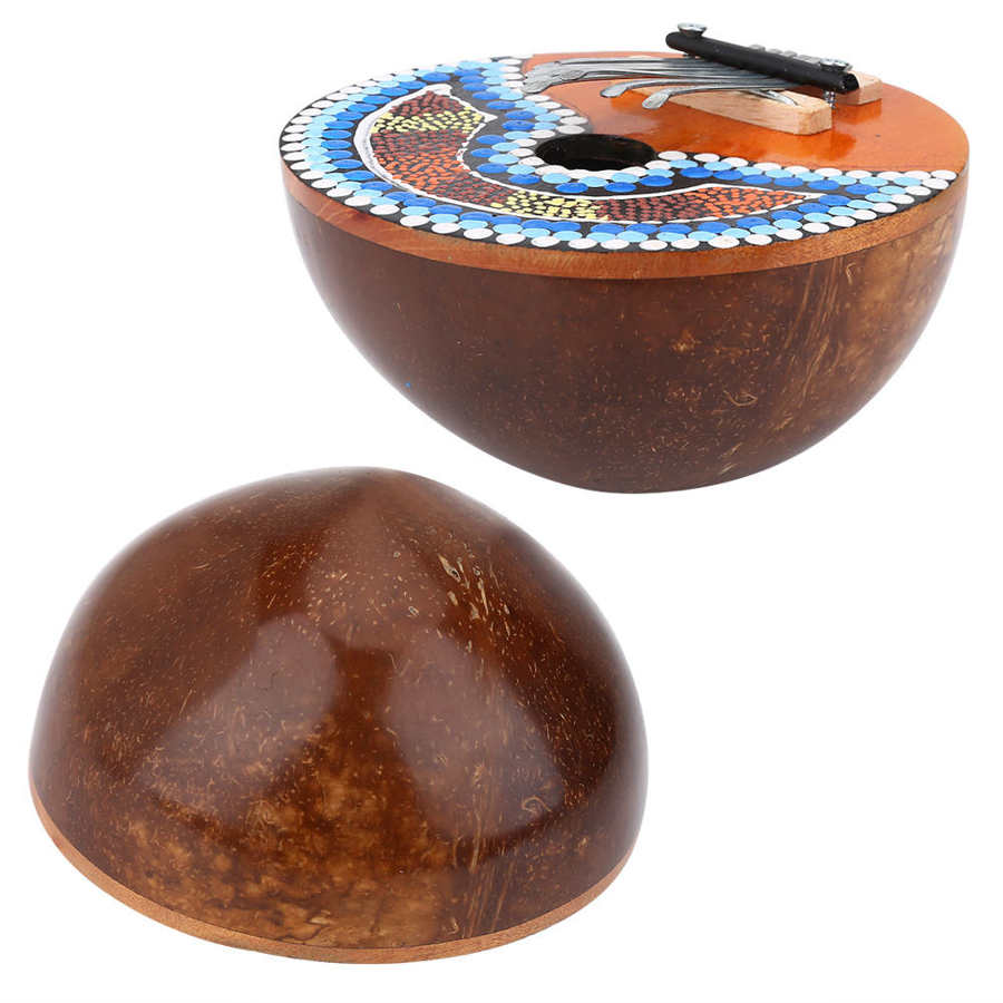 7 nøgle kalimba mbira tommelfinger klaver kokosnødskal malet afrikansk musikinstrument