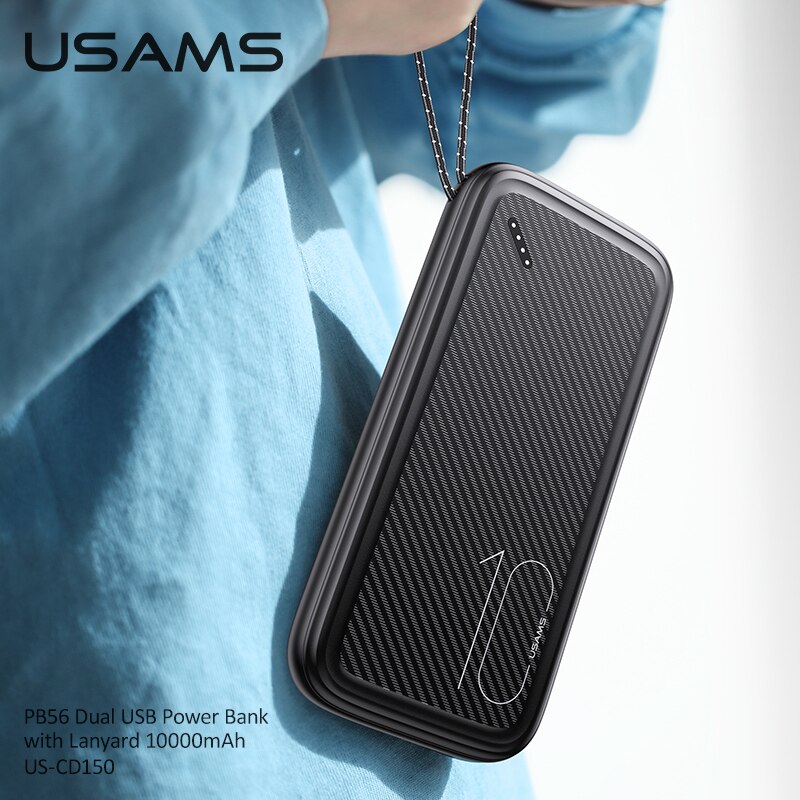 Usams usb tipo c power bank 10000mah carregador de telefone celular duplo usb móvel bateria externa powerbank novo para iphone xiaomi huawei