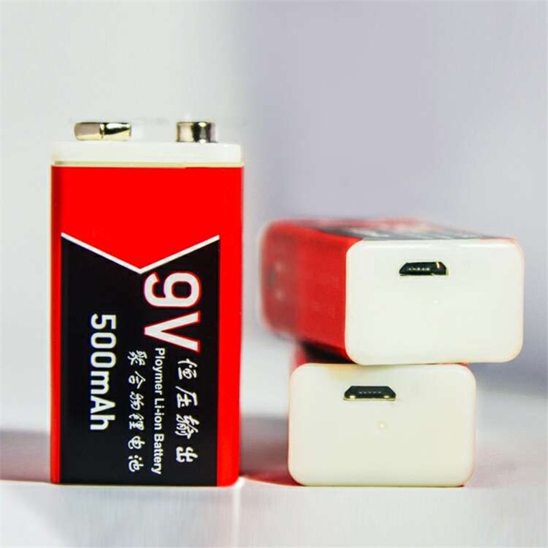 Gtf 9v usb genopladeligt lithium batteri 500 mah li-polymer batteri til multimeter mikrofon legetøjs fjernbetjening