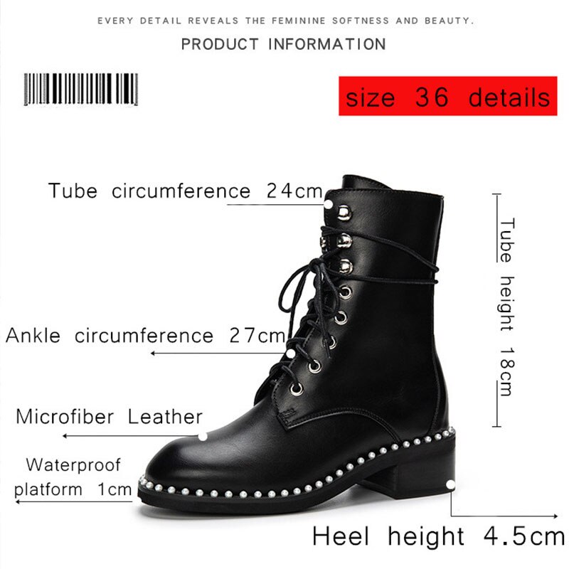 Martin Boots Female Handsome Autumn and Winter Flat-bottomed Thick-soled Locomotive British Style Pearl Short Boots Women