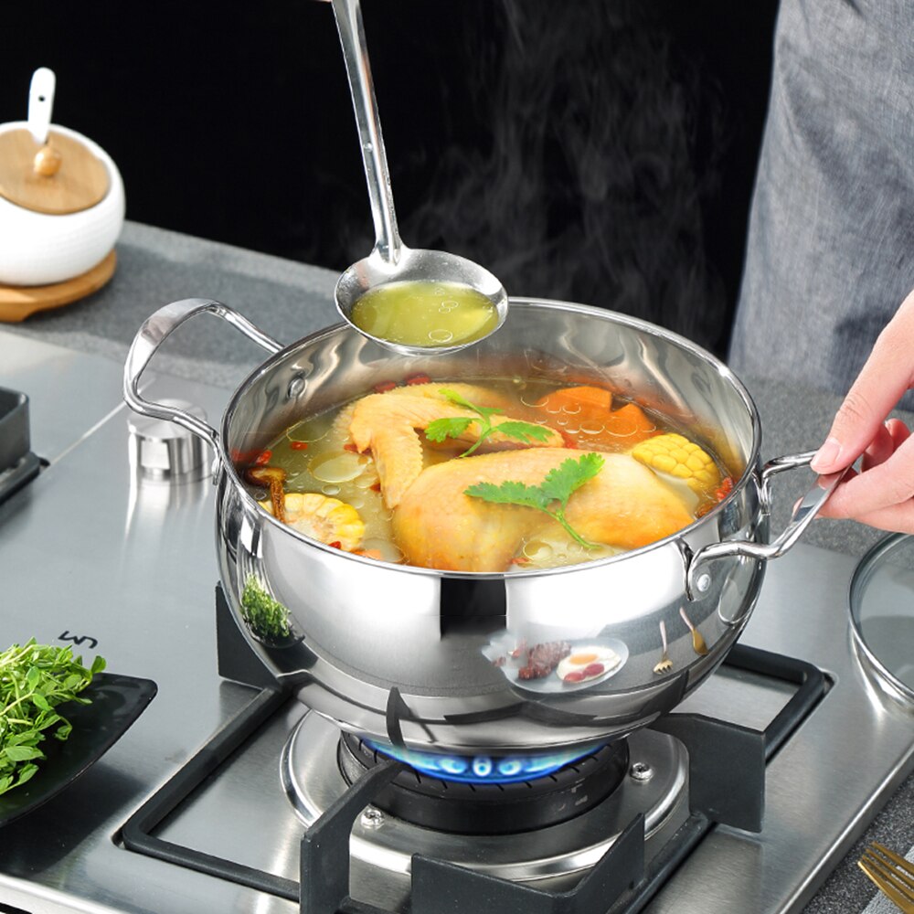 Starke Edelstahl Suppe Topf Rohr Ohr Doppel Griff Suppe Topf Induktion Herde Küche Topf einstellen mit Sieb Suppe Schöpfen