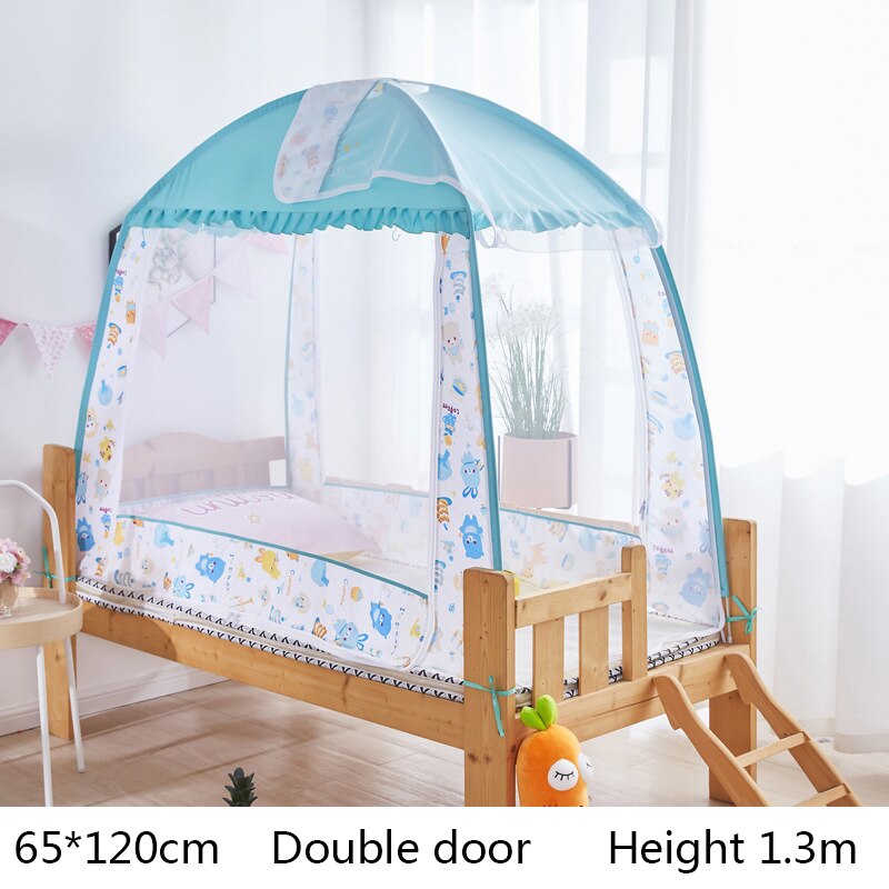 Kinderen Klamboe Baby Cartoon Anti-Muggen Anti-Fall Shading Yurt Tent Luifel Op Het Bed Tent Vouwen kids Muggen Bed: Blue-65x120x130cm