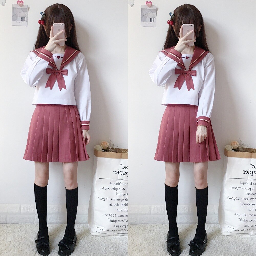 Girls Japanese school uniform skirt JK uniform Class uniforms Sailor suit College wind Suit Female Students uniforms