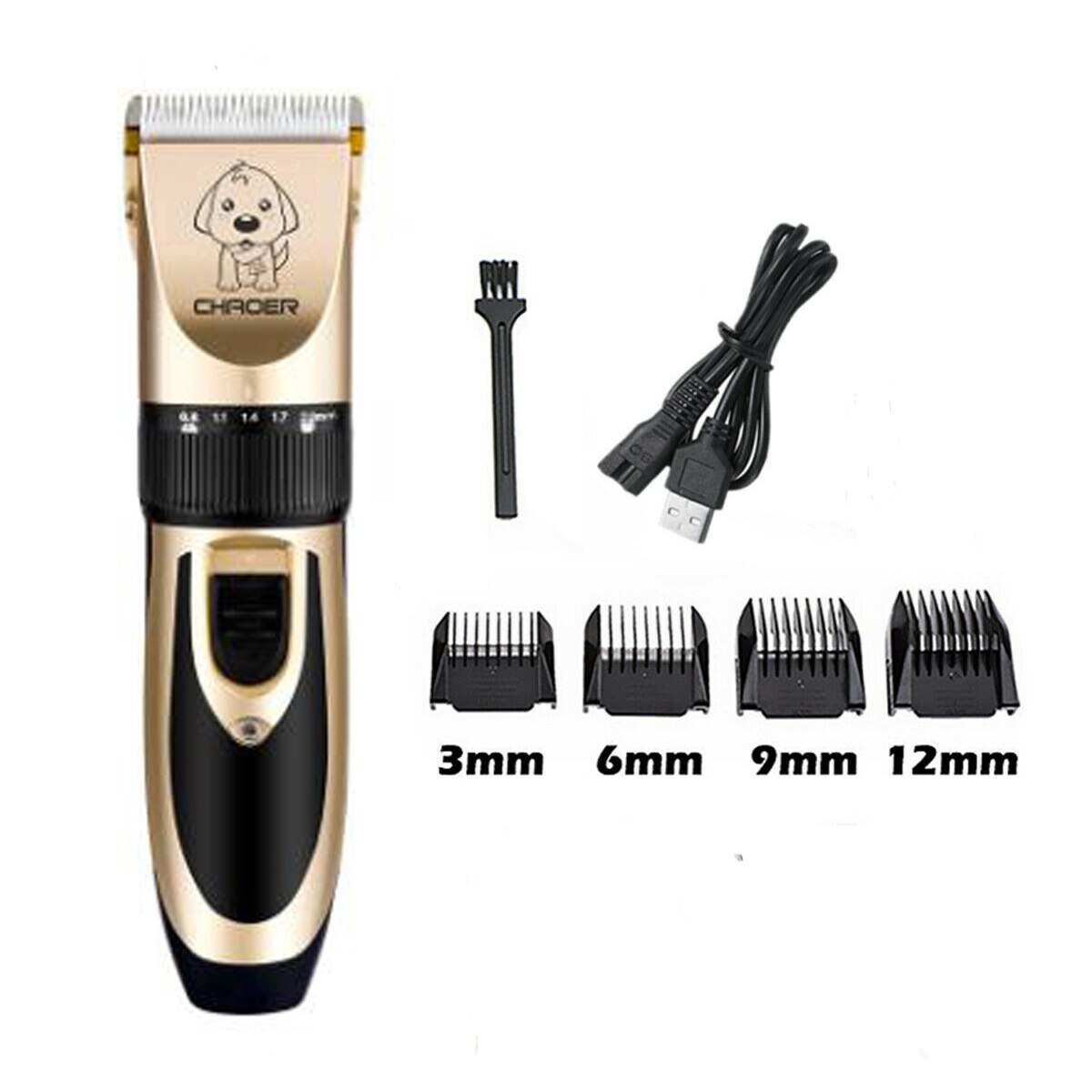 Cortadora de pelo eléctrica para perros y mascotas, cortaúñas para gato, máquina de afeitar, tijeras de aseo, recargable por USB, bajo ruido: Pet Trimmer