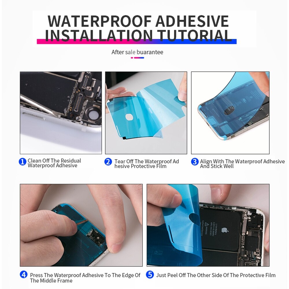10 sztuk wodoodporna naklejka dla iPhone 6 6s 7 8 Plus X XS MAX XR 11 12 Pro Max wodoodporna naklejka klej ekran LCD klej