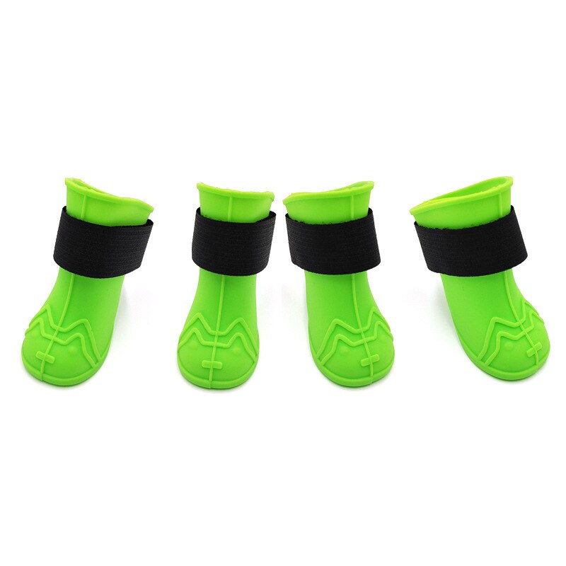 4pc Waterproof Rubber Dog Rain Boots – Non-Slip Neoprene Pet Shoes For Small/Medium Breeds