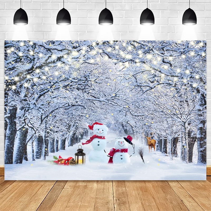 210X150cm Winter Snow Background Cloth Snowflake Christmas Tree Glitter White Forest Party Photography Backdrops, E Durable