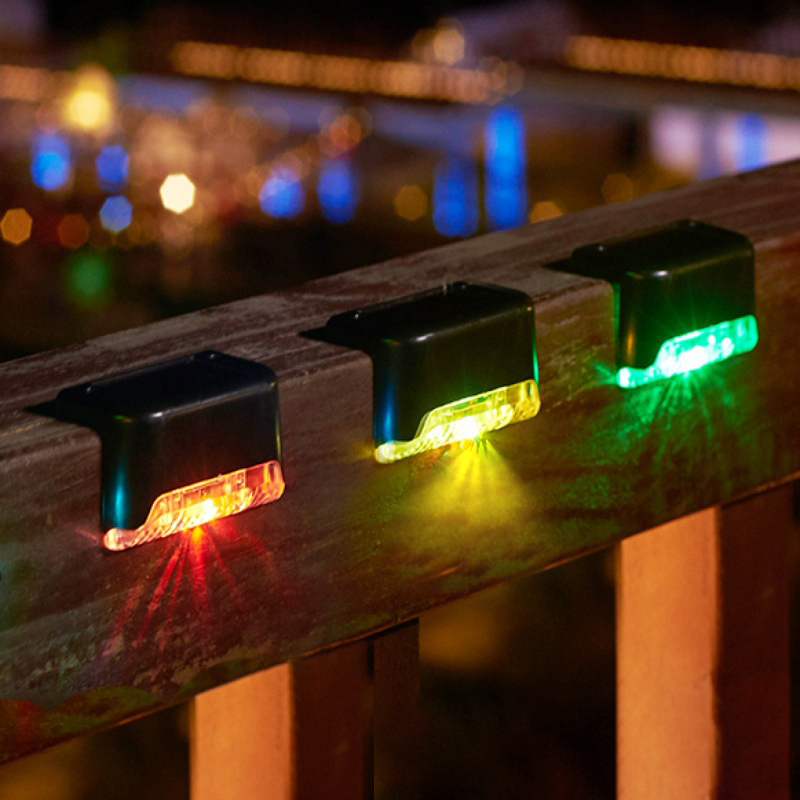 4 stk. /1pc solcelledrevne terrasselamper udendørs trinlys vandtætte led-solcellelamper til gelænder, trapper, trinhegn, have, terrasse og sti