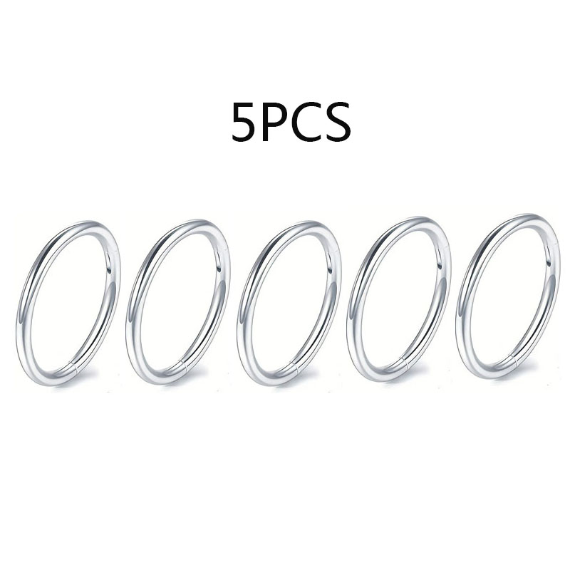 5/10Pcs 16G Nose Ring Hoop Stainless Steel Hinged Nose Rings Septum Clicker Tragus Helix Cartilage Daith Rook Earring Piercing