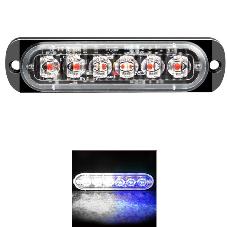 6LED 4LED luz de advertencia de coche luz de avería de parrilla coche camión remolque baliza lámpara LED luz lateral ámbar 12V - 24V: Negro / Blanco frío