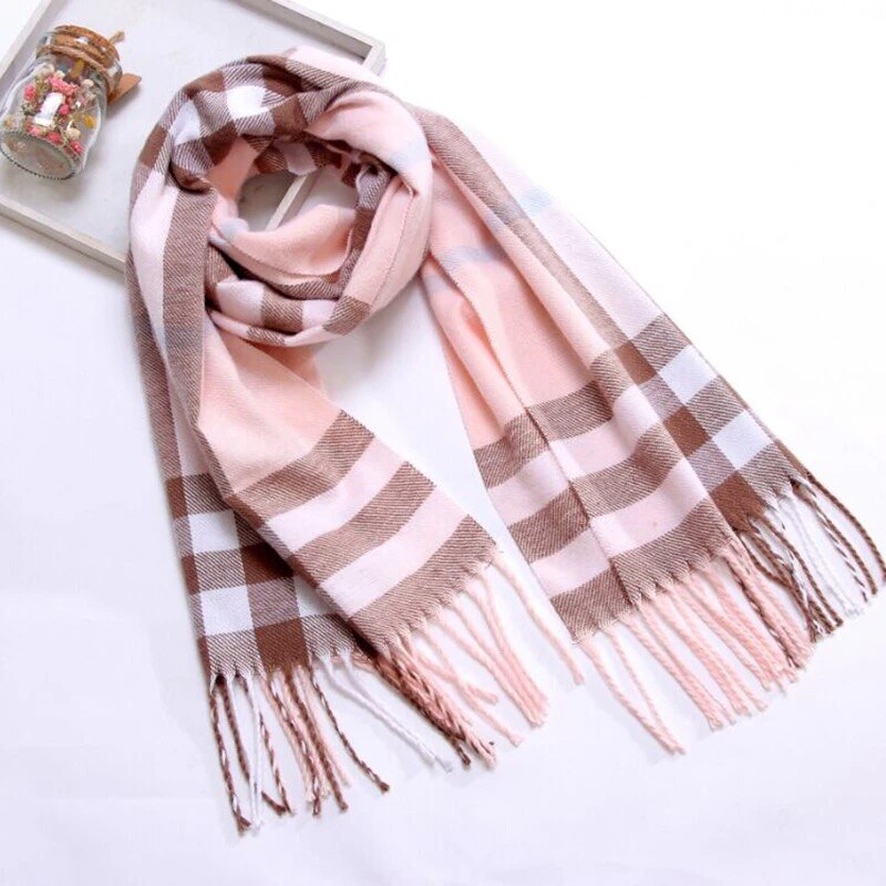 Écharpe pour enfants hiver garçons et filles style classique écharpe cachemire imitation tricot cou écharpe automne bébé mignon sca: pink
