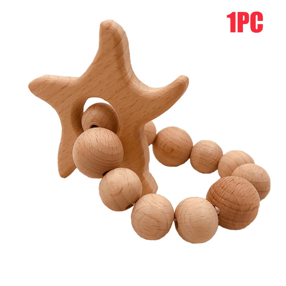 2 Pcs/1 Pc Diy Baby Gym Speelgoed Hout Ketting Hanger Food Grade Houten Bijtring Speelgoed Schildpad Koala Walvis schildpad Houten Kinderziektes Speelgoed: starfish