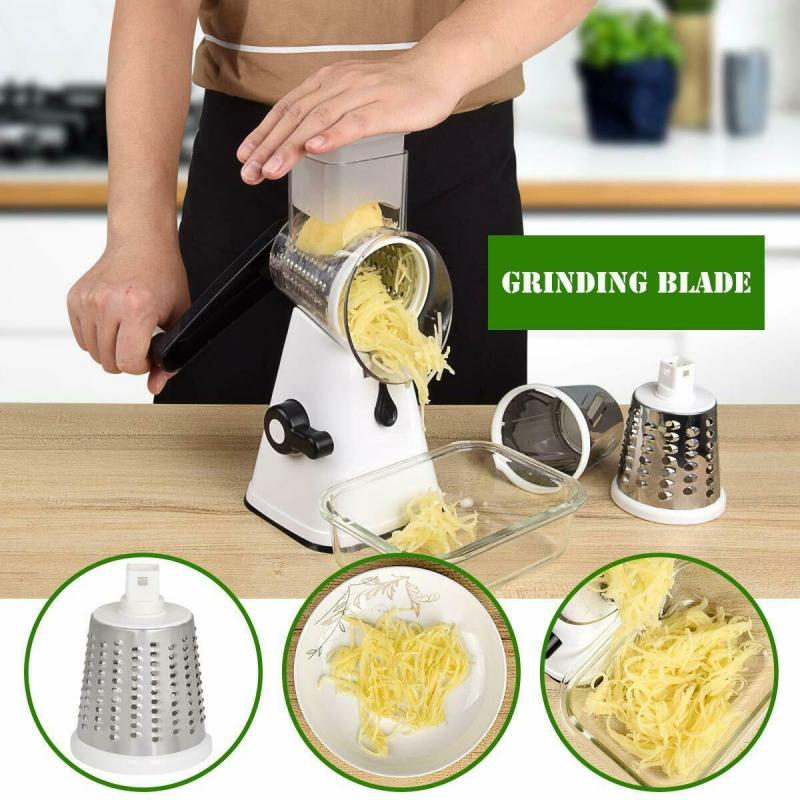 1pc Multifunction Food Slicer Manual Safety Food Processor Vegetable Potato Roller Cutter Chopper Stainless Steel Blades Kitchen