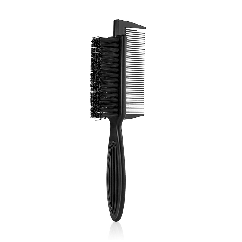 Cepillo de peluquero de doble cara, peine negro pequeño para peinar el cabello, afeitado, Barba, salón, tallado, plumero, cepillo de limpieza: Verde