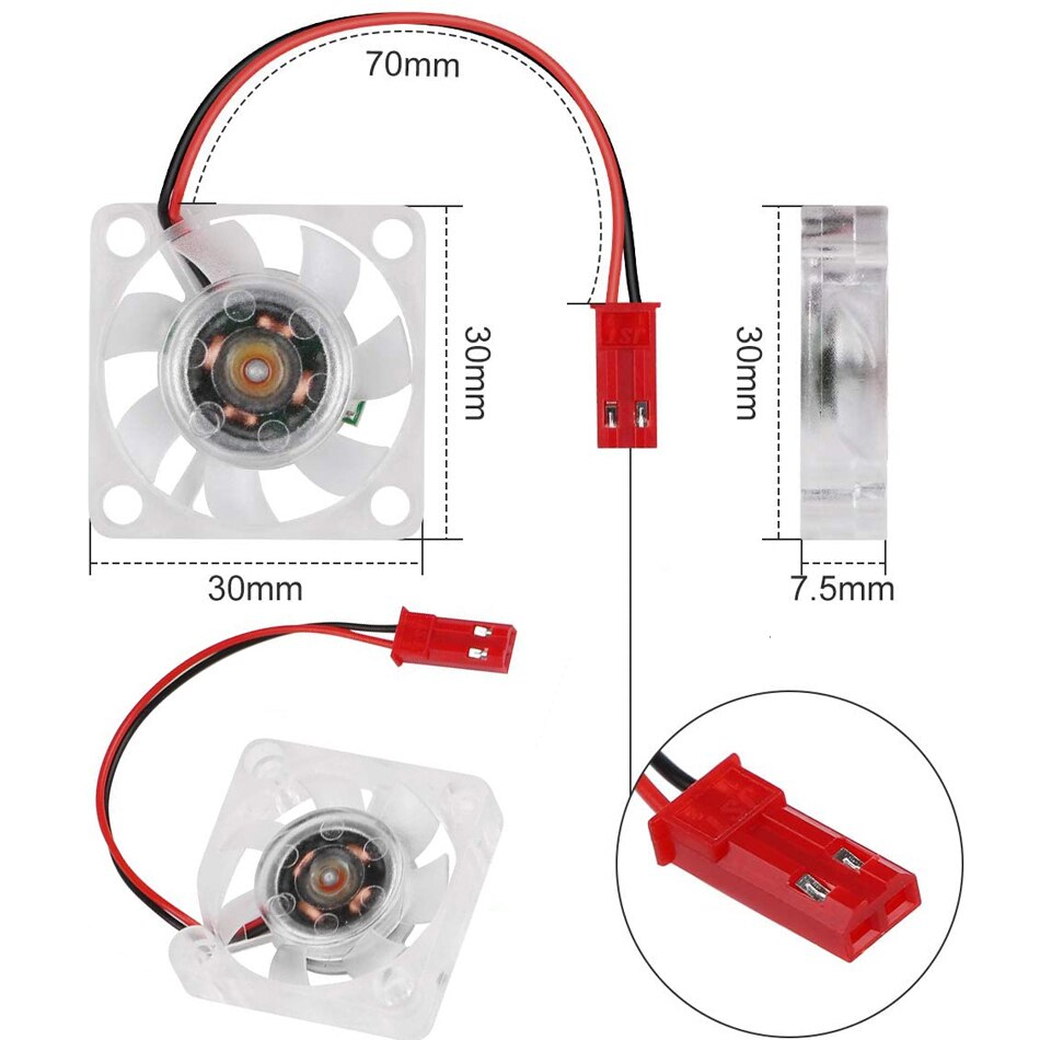 Dla Malina Liczba Pi 4 wentylator przezroczysty Malina Liczba Pi wentylator DC bezszczotkowy CPU cichy wentylator 30x30mm wentylator chłodzący chłodnica samochodowa 3 robić 5.8V