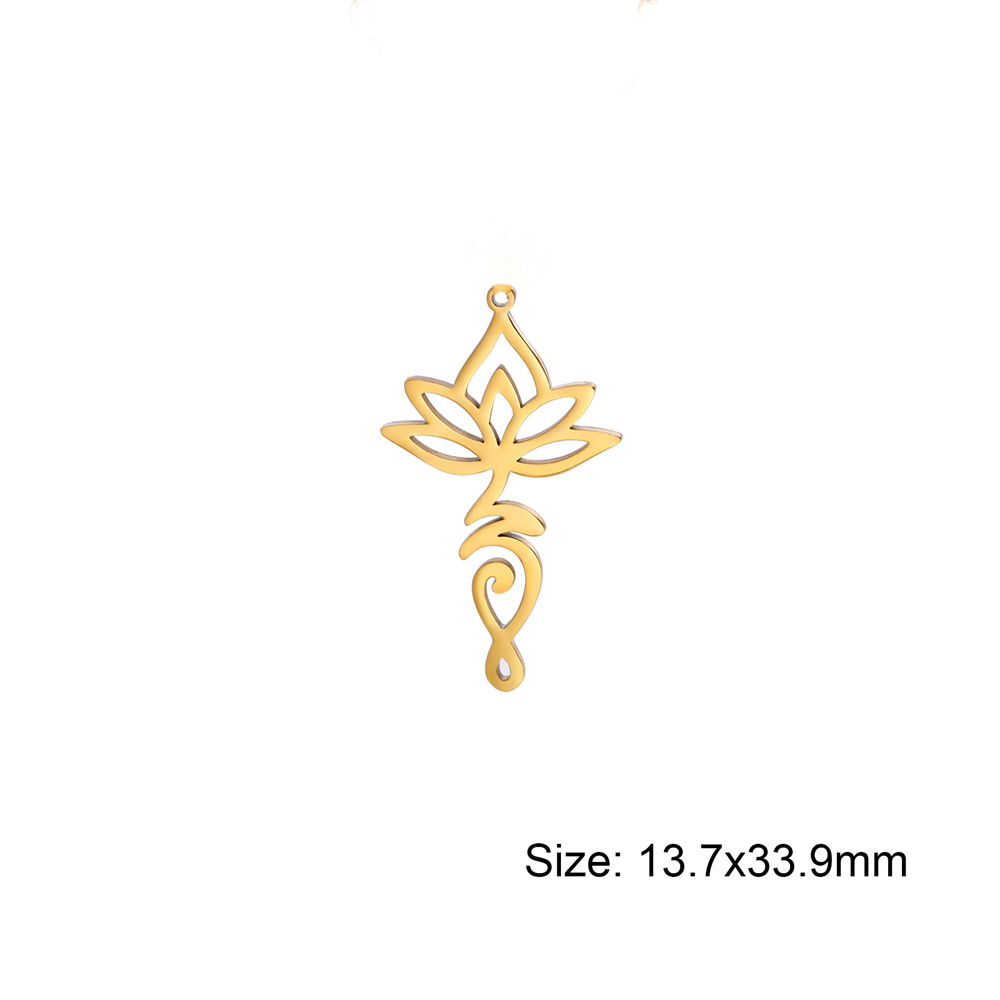 Breloques en forme de fleur de Lotus, en acier inoxydable, amulette religieuse, pendentifs, accessoire pour collier, boucles d'oreilles, bijoux, bricolage,: Plaqué de cuivre antique