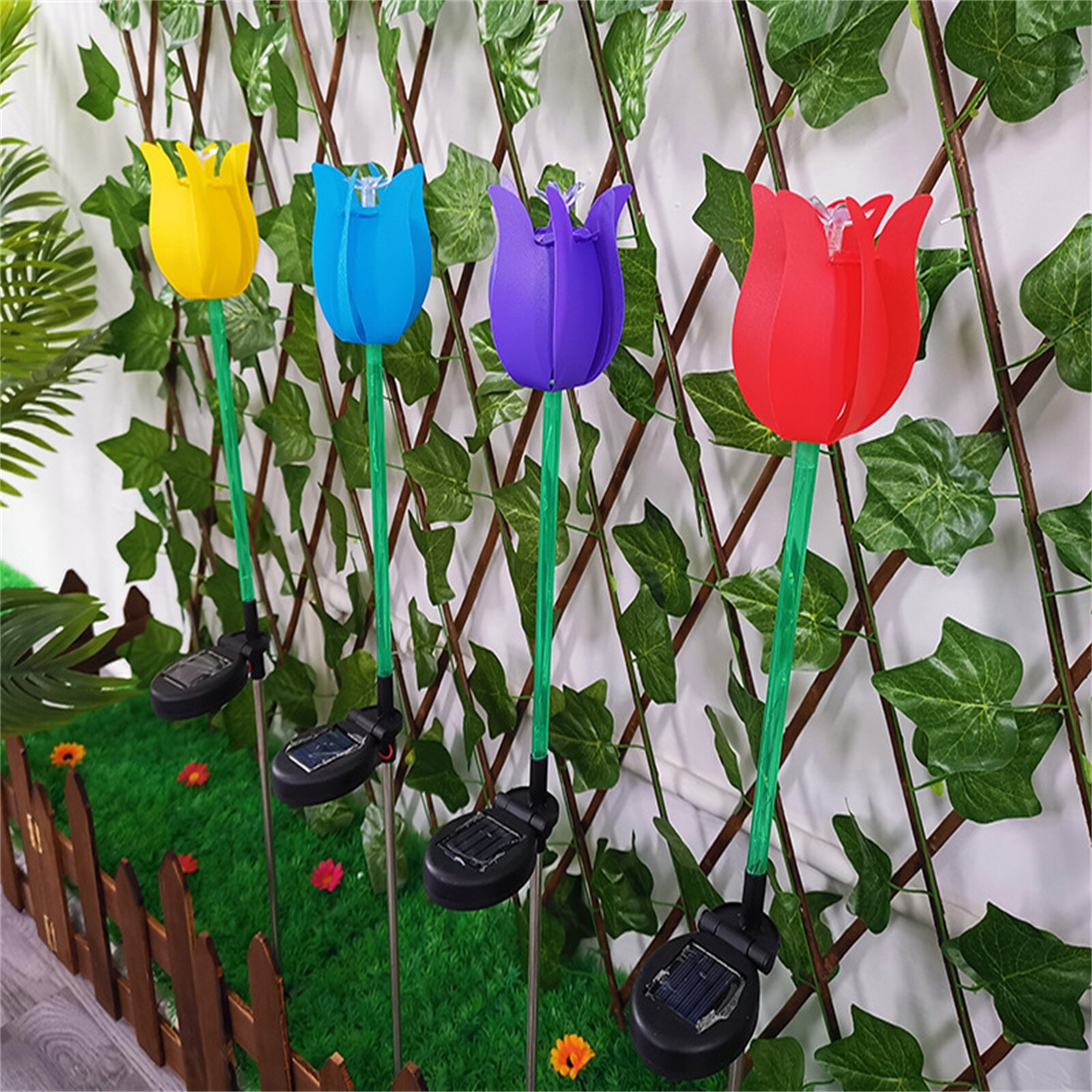 Tulipano fiore vento filatori mulini a vento vorticoso prato cortile decorazioni da giardino luci a portato ad energia solare per la decorazione del terrazza