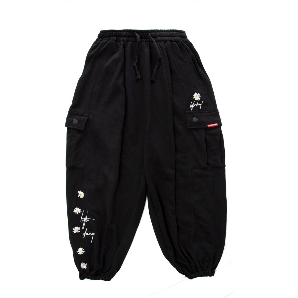 UNCLEDONJM pantalones multibolsillos bordados con margaritas, Pantalones anchos sueltos para hombre, pantalones cruzados, pantalones holgados LN-PR3