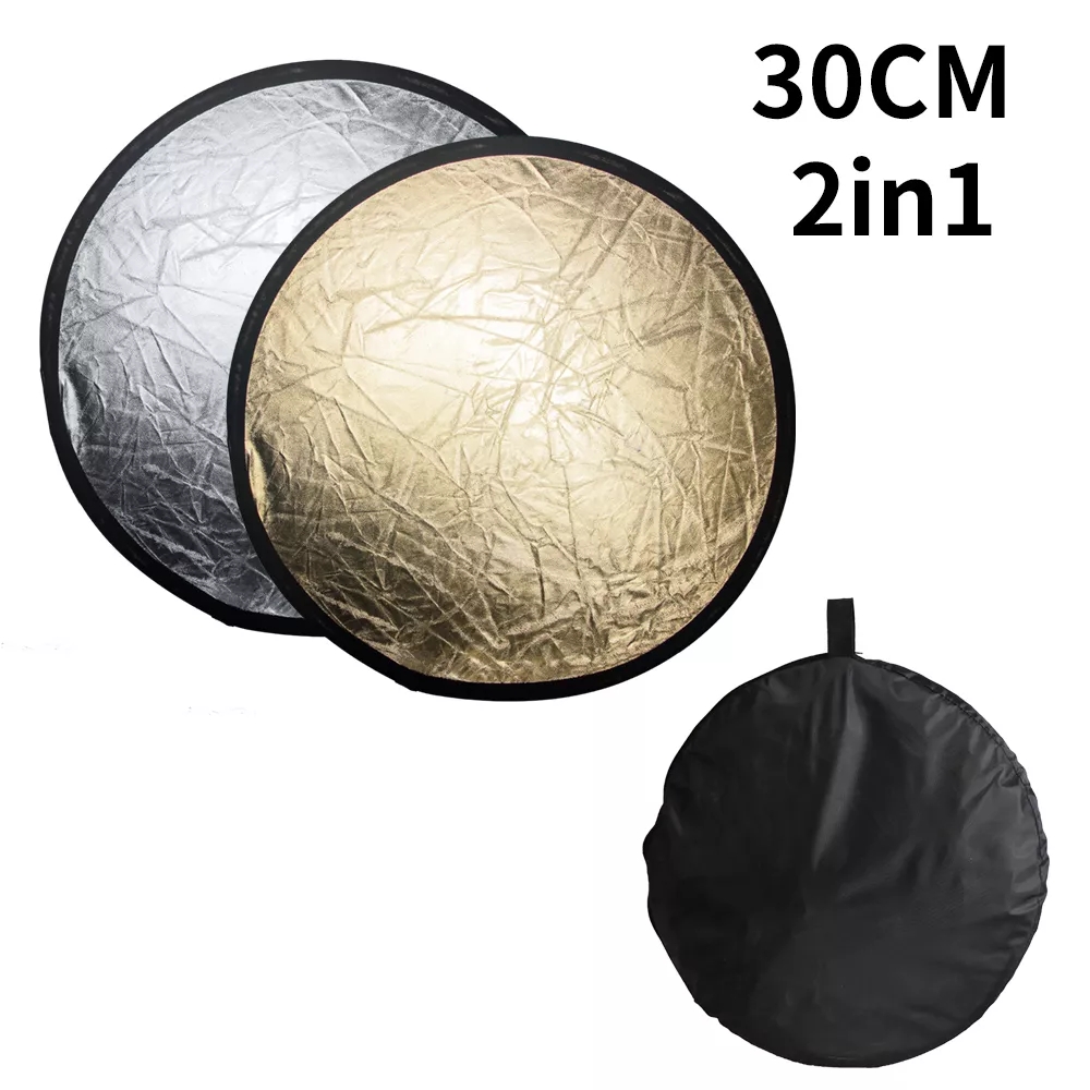 30cm/12Inch 2 in 1 Reflector Photography Collapsible Light Round Portable Gold Siliver For Studio Multi Photo Disc Diffuers
