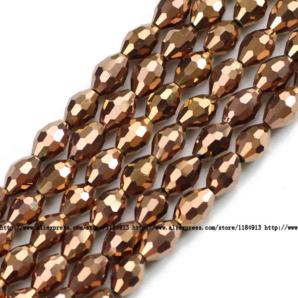 JHNBY rijstkorrels Oostenrijkse kristal kralen ovale vorm plated kleur 50 stuks 6*8mm Losse kralen Sieraden armband accessoires maken DIY: MZ6108 Copper