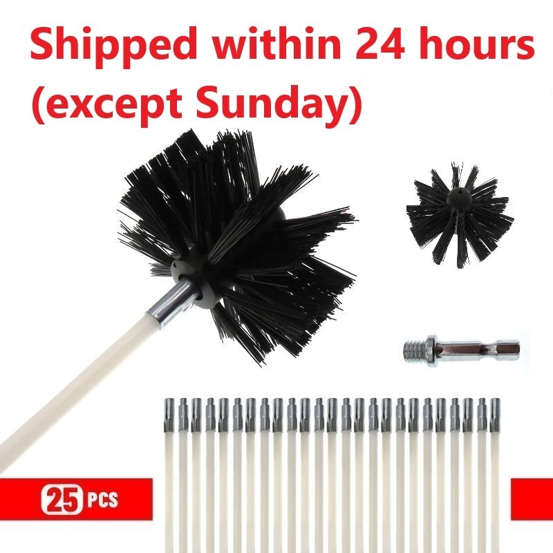 150mm Rotary Chimney Brush Long Handle Flexible Rod For Chimney, Dryer Pipe，Fireplace Inner Wall And Roof Cleaning Tools