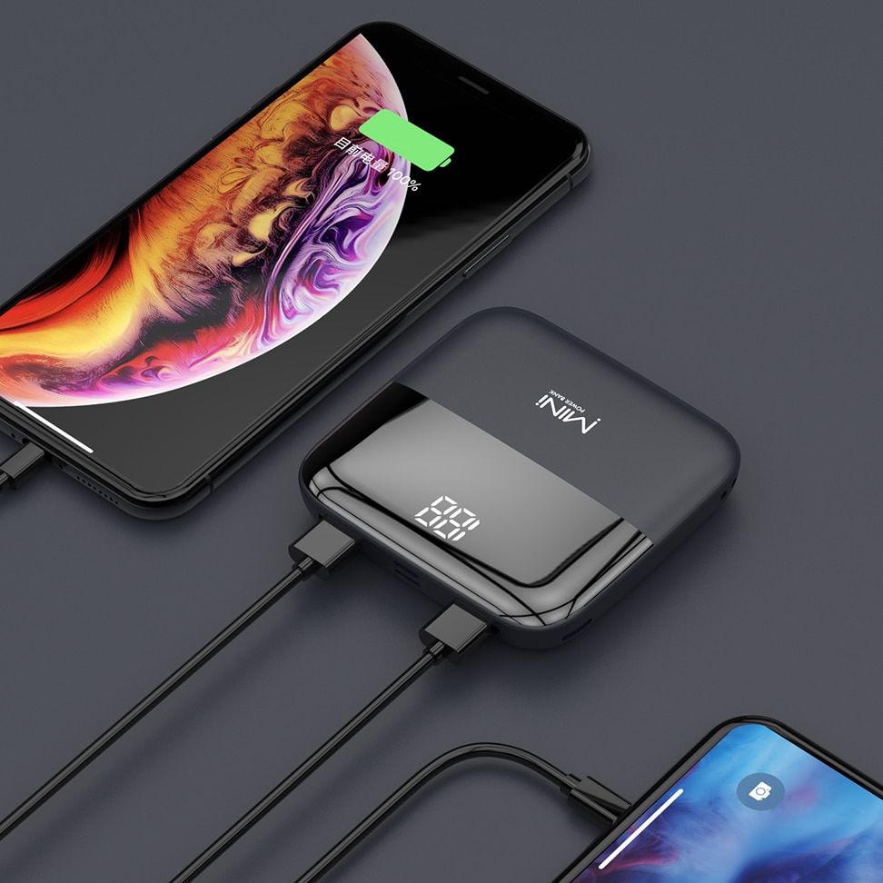 CASEIER-minibatería portátil de 10000mAh para móvil, Powerbank portátil con pantalla Led, para iPhone, Xiaomi Honor