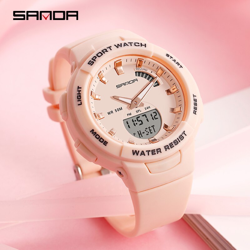 SANDA 6005 Children Sport Digital Watch Men Wristwatch Stopwatch Alarm Students 12/24 Hour Clock Relogio Masculino