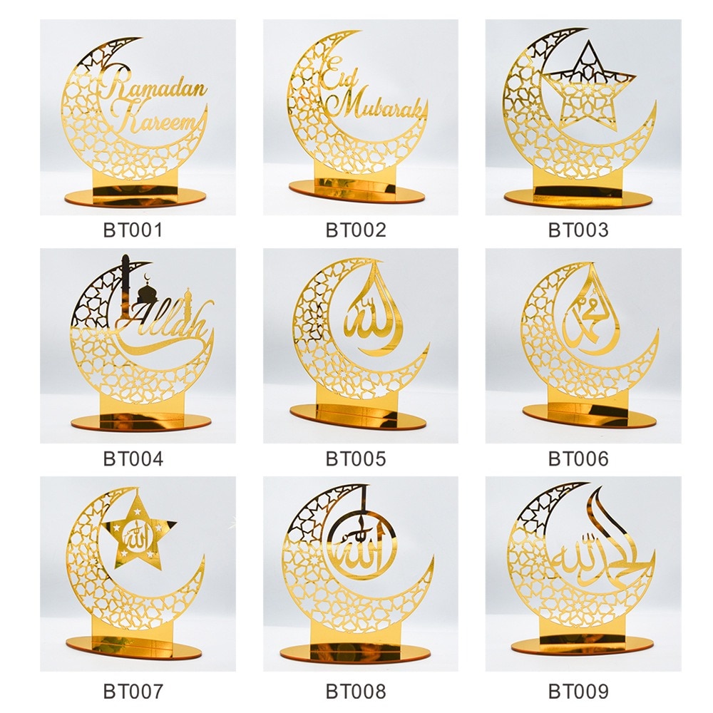 Ramadan dekoration glad eid mubarak islam akryl månestjerne skrivebordspynt hajj islamisk muslimsk festival festdekoration