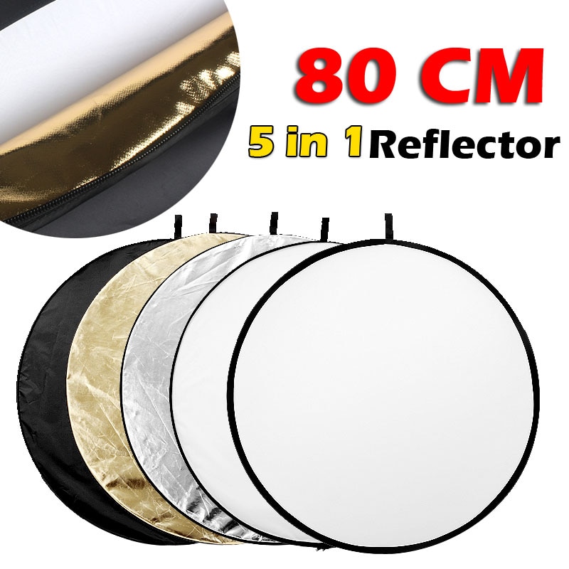 80Cm 31 "5 In 1 Reflector Fotografia Ronde Flash Photo Studio Opvouwbare Light Reflector Goud Zilver Wit Zwart doorschijnend