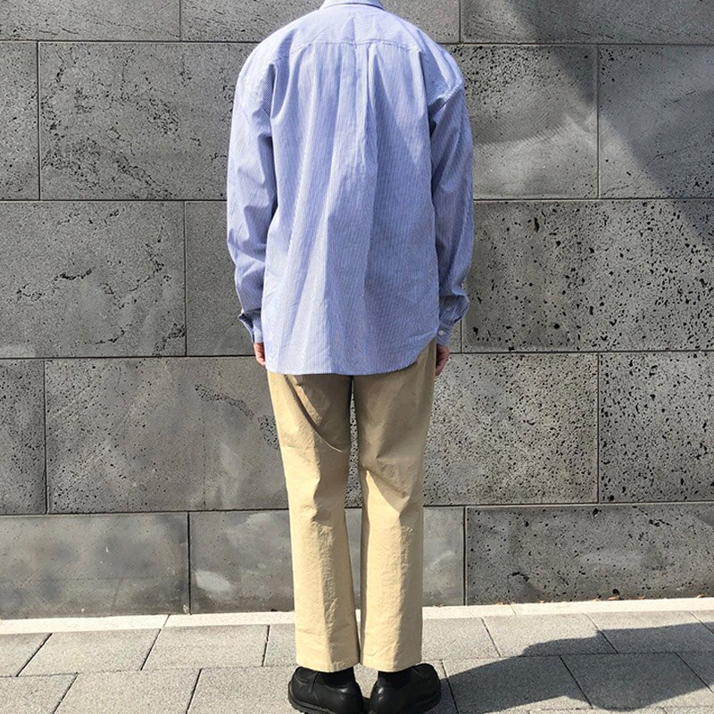 Mænd korea japan streetwear afslappet løs stribe langærmede mandlige vintage ungdomsskjorter