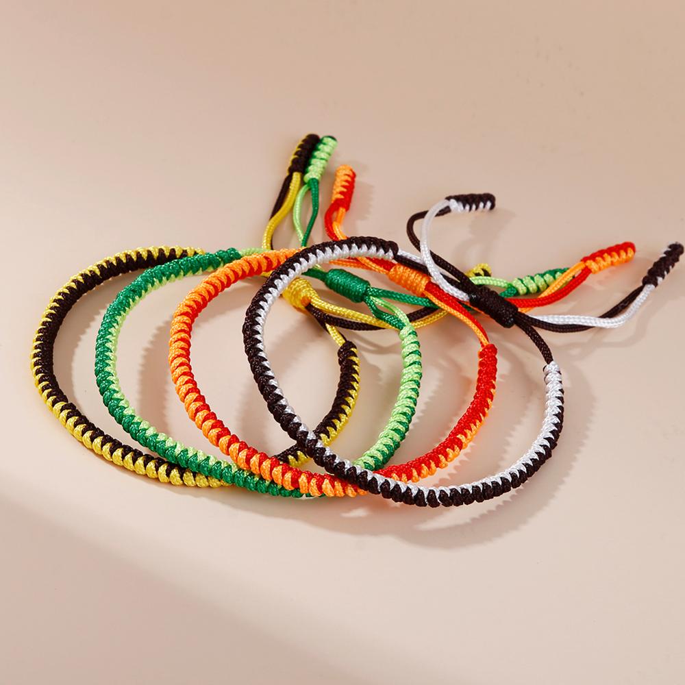 35 farben Tibetischen Buddhistischen Geflochtenen Seil Knoten Armbinde Charme Handgemachte Glück Weben Gewinde Armreifen Für Frauen Männer Modeschmuck