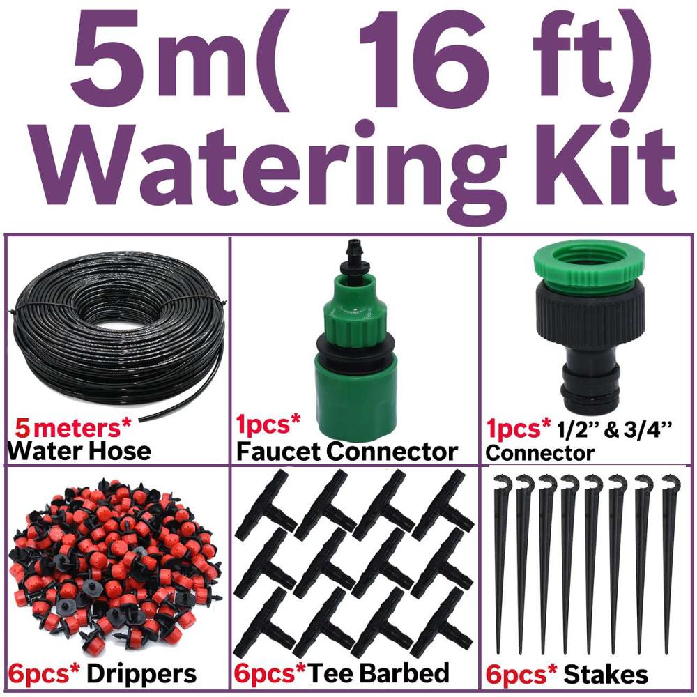 KESLA Garden Micro Drip Irrgation Watering Kits Timer Controller Automatic Misting Cooling Sprinkler System Flowers Greenhouse: KSL01-019-5M