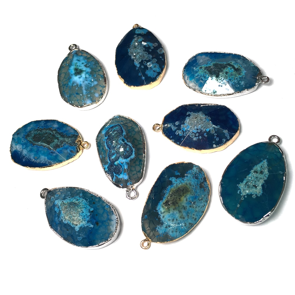 Trendy Natural Crystal Pendants Water Blue Dragon Agates Pendant Charms for Jewelry Making DIY Accessories Fit Necklace