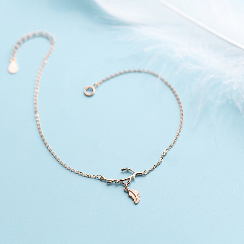 Blätter Fußkettchen für Frauen 925 Sterling Silber Boho fuß schmuck Hohl Blätter Charme Armband Für Frauen Einfache Wilden Schmuck