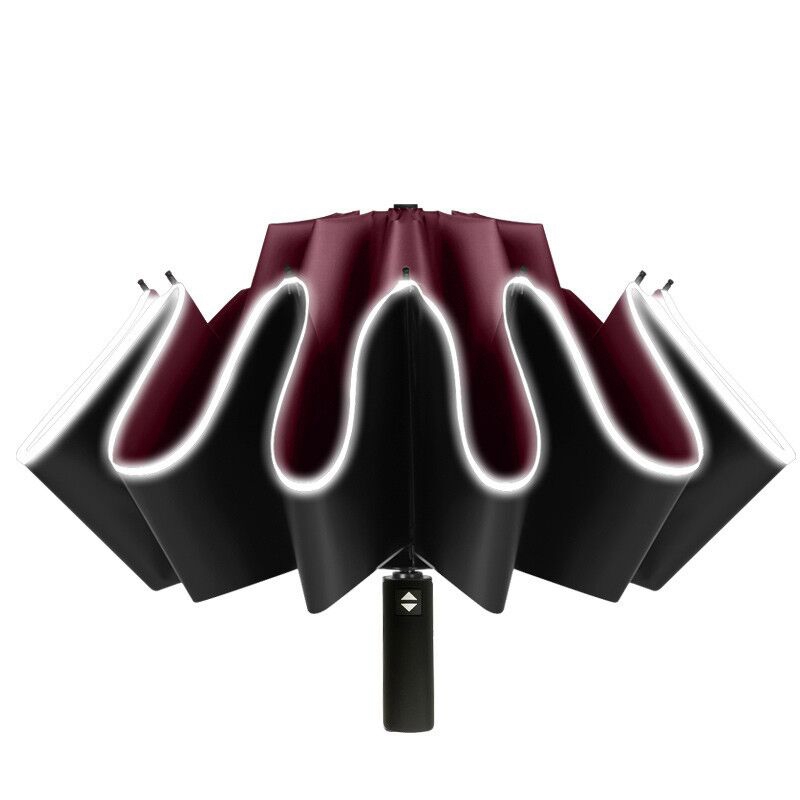 Automatic Umbrella With Light LED Windproof Umbrella Folding Umbrellas 12K Men Women UV Parasol: Dark Grey