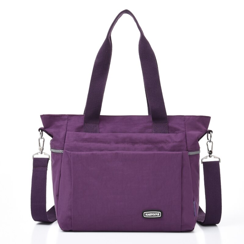 Kvinne skulderveske dame crossbody vesker håndvesker reise vanntett nylon kvinner messenger bag tote: Lilla