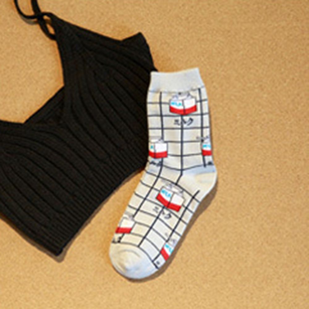 Japan stil hipster sjove sokker mælk harajuku kvindelige sokker tegneserie bomuld glad strømpe ankel varm vinter bomuld: Grå