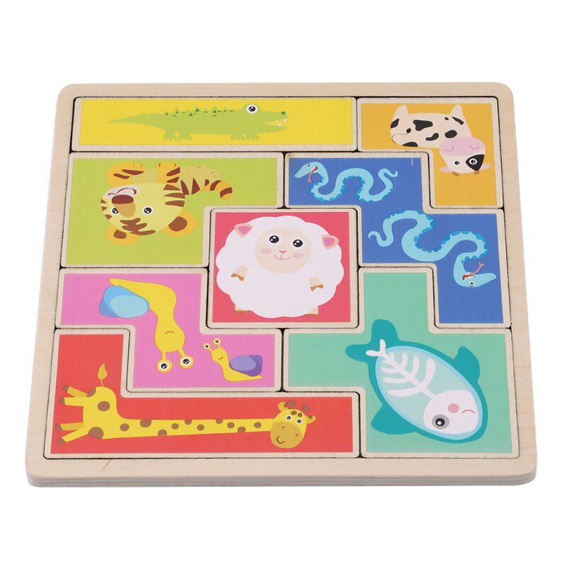 Kids Houten Dieren Puzzel Speelgoed Vorm Bijpassende Cognitieve Spel Puzzels Baby Vroege Educatief Speelgoed: Default Title