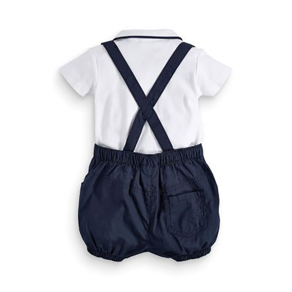 Baby Clothes Girls Sets Boy Clothes Summer Gentleman Birthday Suits Newborn Party Dress Soft Cotton Rmper + Suspender Pants