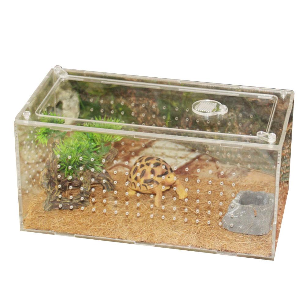 Krybdyr avlskasse klar akryl krybdyr terrarium fodring kasse holde varme husdyr hus til edderkop firben frø cricket: L