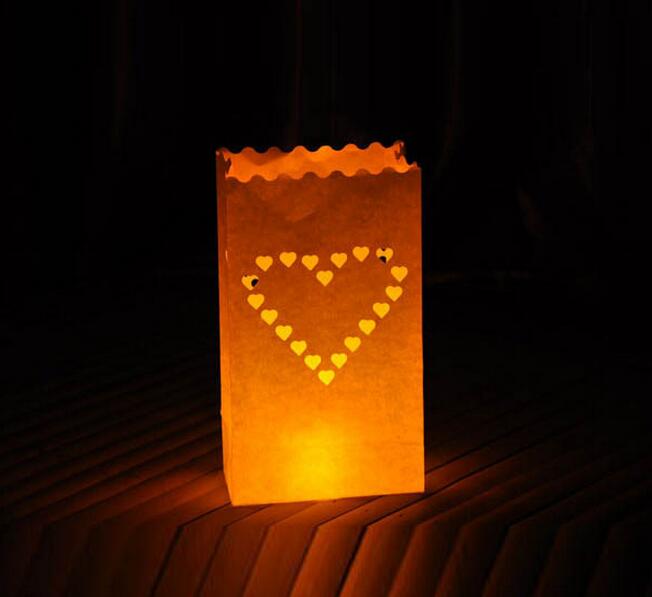 30 Pcs Hart Waxinelichthouder Luminaria Papieren Lantaarn Kaars Zak Voor Bbq Christmas Party Wedding